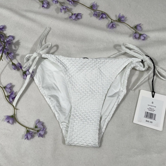 NWT ONIA [ Small ] Kate Geo Textured Low-Rise‎ Side Tie Bikini Bottom - Picture 1 of 10